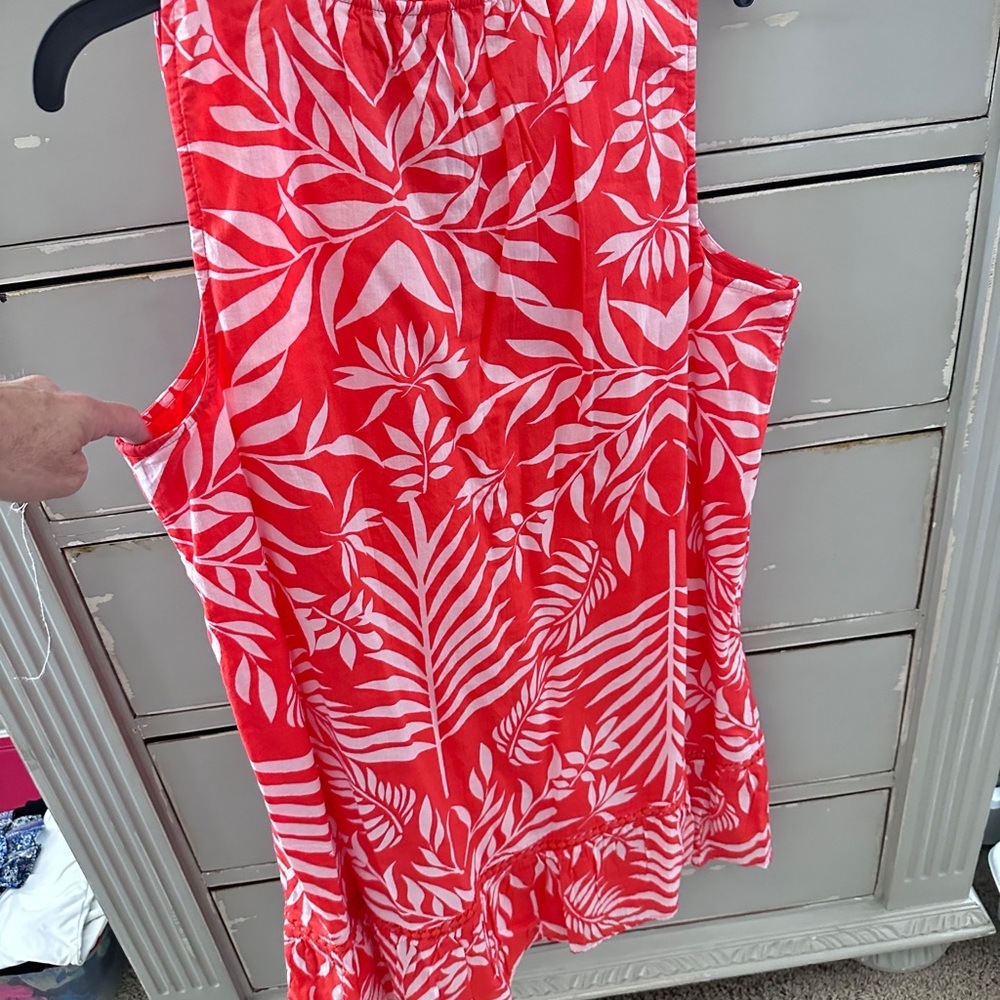 Crown & Ivy orange  and White palm Leaf Print peasant dress